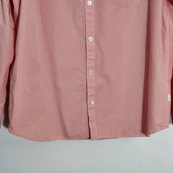 Calvin Klein Orange Gingham Button-Down Shirt Size Large Orange Button-Up Shirt - Picture 4 of 7
